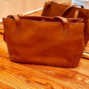 VTG 90s MONSAC NWOT TAN LEATHER SHOULDER HANDBAG PURSE TOTE